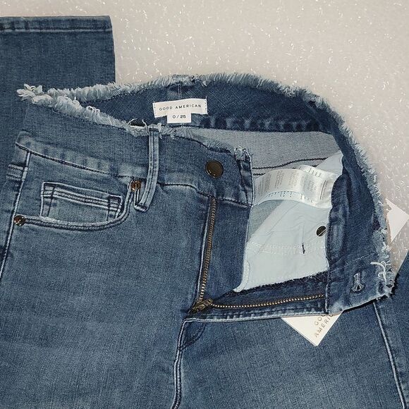 New Good American Good Legs Stretch Skinny Sculpting Jeans Frayed Waist 0 / 25 - Picture 10 of 11